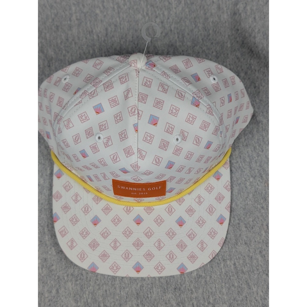 NEW Swannies Golf Rope Hat Snapback White Pattern Logo Cap Yellow Rope - Picture 2 of 5